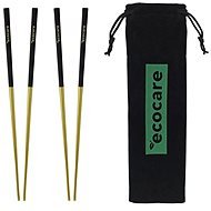 ECOCARE Metal Sushi Chopsticks with Gold-Black Packaging 4 pcs - Cutlery Set