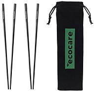 ECOCARE Metal Sushi Chopsticks with Cover Black 4 pcs - Cutlery Set