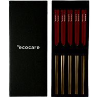 ECOCARE Metal Sushi Chopsticks Box Gold-Red 10 pcs - Cutlery Set