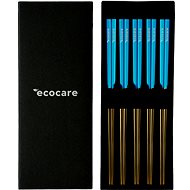 ECOCARE Metal Sushi Chopsticks Box Gold-Blue 10 pcs - Chopsticks
