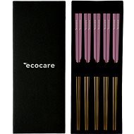 ECOCARE Metal Sushi Chopsticks Box Gold-Pink 10 pcs - Chopsticks