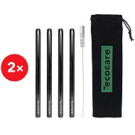 ECOCARE 2× Metal Straws Maxi 12 mm Set Black 4 pcs - Straw