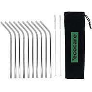 ECOCARE Metal Straws Set Silver Bent 10 pcs - Straw