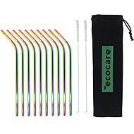 ECOCARE Metal Straws Set Rainbow Bent 10 pcs - Straw
