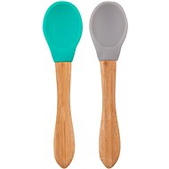 MINIKOIOI with Bamboo Handle 2 pcs -Green / Grey - Baby Spoon