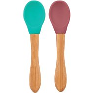 MINIKOIOI S Bamboo Handle 2 pcs -Green/Rose - Baby Spoon