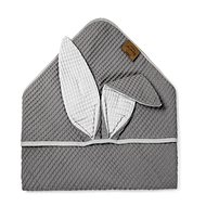 FLOO FOR BABY Baby Towel Rabbit, Graphite - Children's Bath Towel
