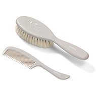 BabyOno baby hair brush and comb - natural soft bristle, grey - Comb
