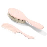 BabyOno Baby Hair Brush and Comb - Natural Soft Bristle, Light Pink - Children's comb
