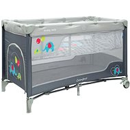 Baby Mix Travel Cot with Hanging Bed Elephants, Grey - Travel Bed