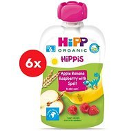 HiPP BIO Hippies Jablko-Banán-Maliny-Celozrnné obilniny 6× 100 g - Kapsička pre deti