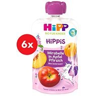 HiPP BIO Hippies Jablko-Broskyňa-Mirabelka 6× 100 g - Kapsička pre deti