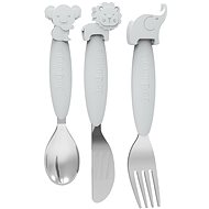 Bo Jungle cutlery silicone and stainless steel Grey - Children's Cutlery