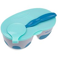 AKUKU two-chamber bowl with spoon, blue-grey - Children's Dining Set