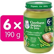 GERBER Organic detský príkrm brokolica s hráškom a morčacím mäsom 6× 190 g - Príkrm