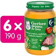 GERBER Organic detský príkrm zelenina s teľacím mäsom 6× 190 g - Príkrm