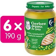 GERBER Organic detský príkrm hrášok so zemiakmi a kuracím mäsom 6× 190 g - Príkrm