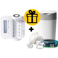 Tommee Tippee Perfect Prep White and Sangenic Twist & Click Nappy Basket - Milk Boiler