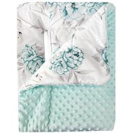 COSING Minky quilted blanket 100×75 cm - Peonies with flamingos mint - Blanket