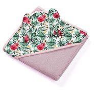 BabyOno Luxury terry towel with hood and rabbit ears 100 × 100 cm, pink/green - Children's Bath Towel