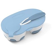 BabyOno closable two-chamber bowl with suction cup and spoon grey, white - Children's Bowl