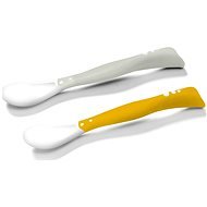 BabyOno baby elastic spoons, grey/yellow, 2 pcs - Children's Cutlery