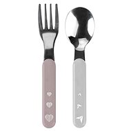 BabyOno stainless steel cutlery, pink/white - Children's Cutlery