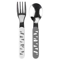 BabyOno stainless steel cutlery, grey/white - Children's Cutlery