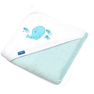 BabyOno hooded towel bamboo 85 x 85 cm, whale, blue - Children's Bath Towel