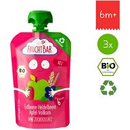 FruchtBar BIO 100% recyclable fruit pocket with apple, strawberry, blueberries and spelt 3×100 g - Meal Pocket