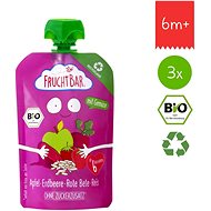 FruchtBar BIO 100% recyclable fruit pocket with apple, strawberry, beetroot and rice 3×100 g - Meal Pocket