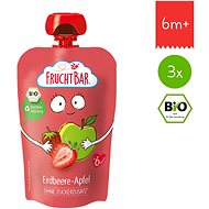 FruchtBar Organic fruit pocket with apple and strawberry 3×100 g - Meal Pocket