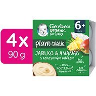 GERBER Organic 100% vegetable dessert apple and pineapple with coconut milk 4×90 g - Baby Food