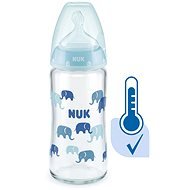 NUK FC+ fľaša sklo s kontrolou teploty 240 ml, modrá - Dojčenská fľaša