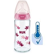 NUK FC+ fľaša sklo s kontrolou teploty 240 ml, ružová - Dojčenská fľaša