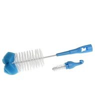 AKUKU kartáč na láhev a dudlík s houbou, modrý - Brush for cleaning feeding bottles