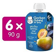 GERBER Natural kapsička hruška a švestka 6× 90 g - Meal Pocket