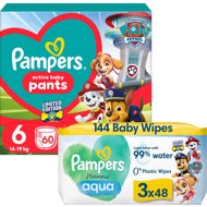 PAMPERS Active Baby Pants Paw Patrol size 6 (60 pcs) + Harmonie Aqua Paw Patrol wipes 3×48 pcs - Nappies