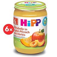 HiPP BIO Jablko, broskyňa, mirabelky, maslová dyňa 6× 190 g - Príkrm