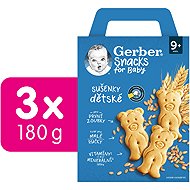 GERBER Snacks dětské sušenky 3× 180 g - Children's Cookies