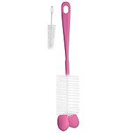 BabyOno bottle and pacifier brush with sponge pink 2 pcs - Brush for Cleaning Feeding Bottles