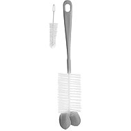 BabyOno brush with sponge for bottles and pacifiers grey 2 pcs - Brush for Cleaning Feeding Bottles