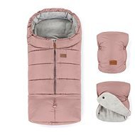 Petite&Mars Set winter Jibot 3in1 + gloves for stroller Jasie Dusty Pink - Stroller Footmuff