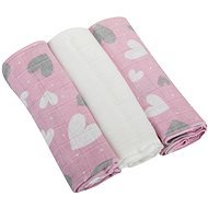 Bomimi Premium Cotton Diapers 80×70 Heart-Pink 3 pcs - Cloth Nappies