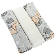 Bomimi Premium Cotton Diapers 80×70 Teddy Bear-Grey 3 pcs - Cloth Nappies