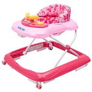 BABY MIX Baby Walker with Steering Wheel and Silicone Wheels, Pink - Baby Walker