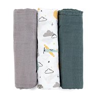 PETITE&MARS Moussy Grey Planes 68 × 68 cm, 3 pcs - Cloth Nappies