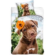 TIPTRADE Puppy with flower 140 × 200 cm - Bed Linen