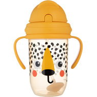 Canpol babies Non-dispensing cup with straw and weight BabiesBoo 270 ml Cheetah - Baby cup
