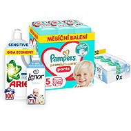 PAMPERS package V. (diaper panties size 5 - 102 pcs, wet wipes, washing gel and fabric softener) - Baby Health Check Kit